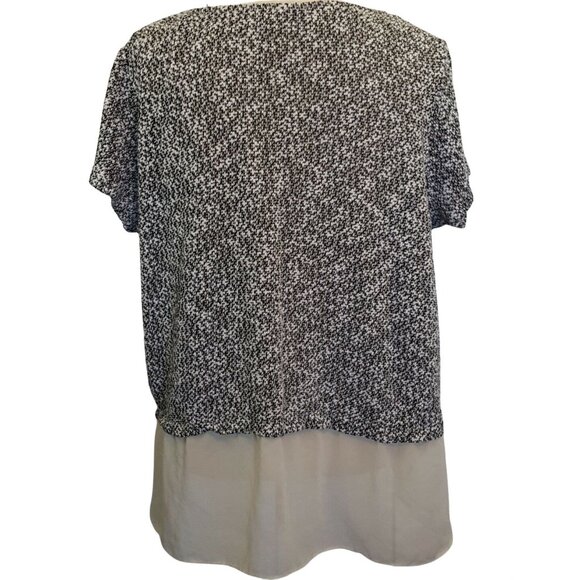 Cato Woman Top Women's 22/24W Cotton/Poly Stretch Black White Knit Short Sleeve - Picture 7 of 12